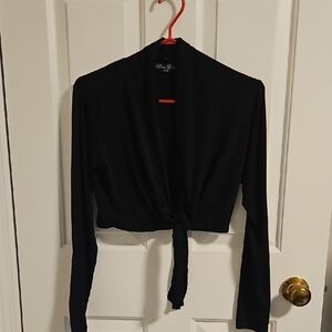 Black Tie-Front Shrug